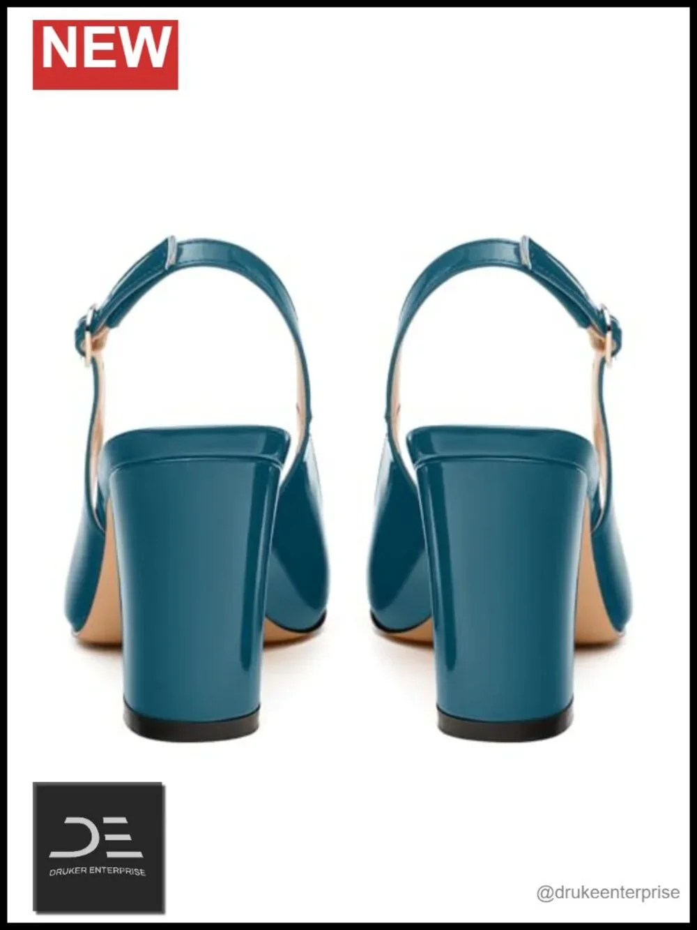Women's Pointed Toe High Heel Pumps Slingback with Buckle Patent